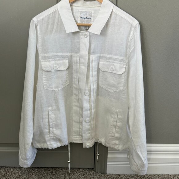 Tommy Bahama White Two Palms Drawcord Jacket (L) - Picture 1 of 4